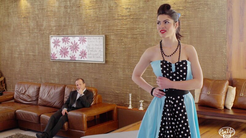 Brunette with a vintage look fucks an old dude with passion