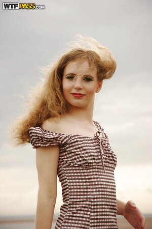 Virginia Still playing with her exposed pussy while outside