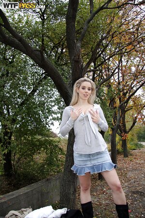 Hot blondie extends an invitation for public fucking in HQ