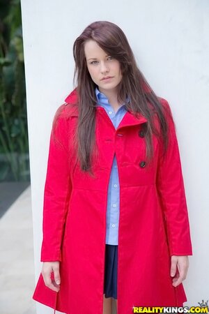 Trendy girl Alexis Tyler exposing her tight pussy outside too