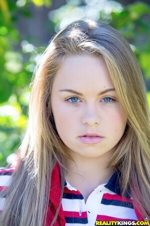 Twisted teen with a hot body showing it all off outside