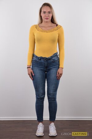 This not so frail teen lady with amazing curves shows off her bod