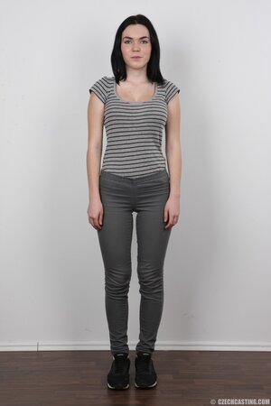 Girl submissively shows out her shaved vagina to everyone