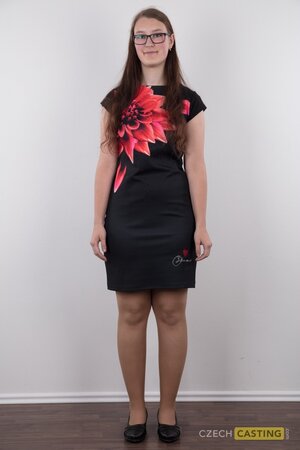 Overjoyed solo girl showing off her meaty ass and natural breasts