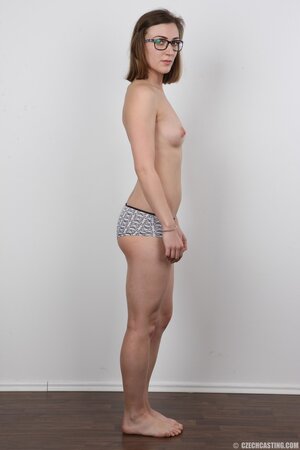 Glasses wearing stunner Vendula shows her boobs and legs