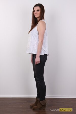 Horny lady named Karolina shows her big boobs and firm ass