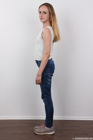 Small boobs blonde Jarmila is going to show off her body