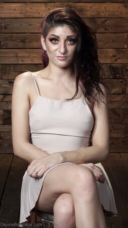 Submissive brunette girl enjoys bondage with no limits at all