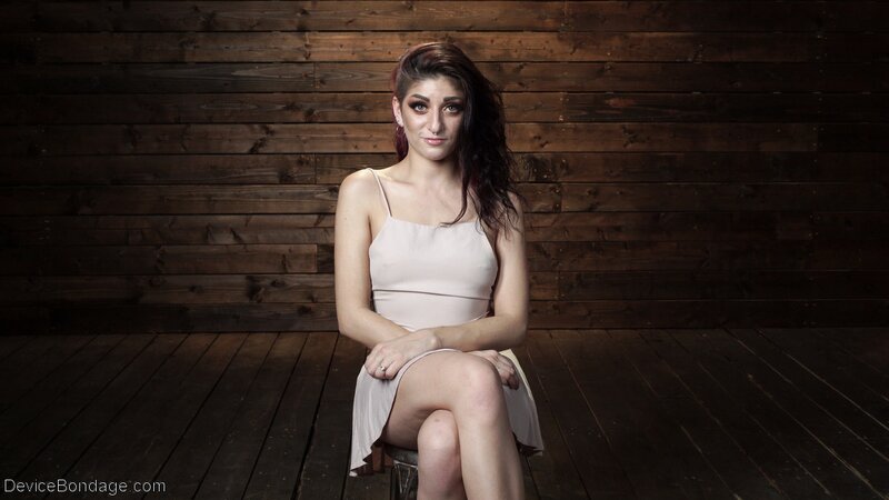 Submissive brunette girl enjoys bondage with no limits at all