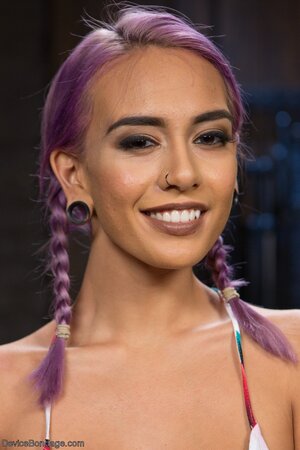 Tight girl with purple hair tortured by a much older man today