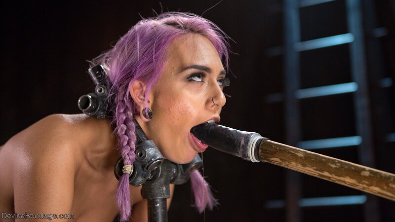 Tight girl with purple hair tortured by a much older man today