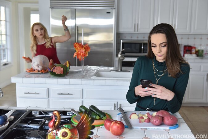 Appealing blonde and a hotter brunette teen enjoy taboo sex