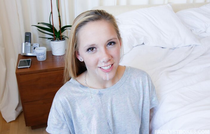 Cringey dude lets this sexy teen harlot suck on his inches