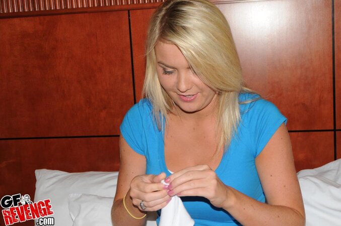 Big boobs blonde showing off her body and looking good too