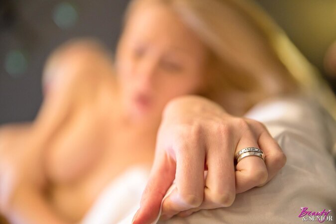 Breathtaking blonde with a juicy pussy pounded by an old creep