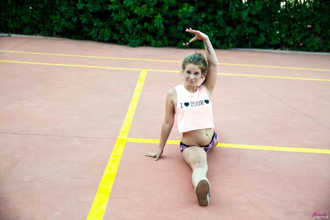 Bunny Baby shows great flexibility while teasing the camera