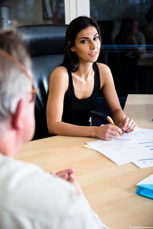 Old man gets to pleasure a truly smoldering brunette diva