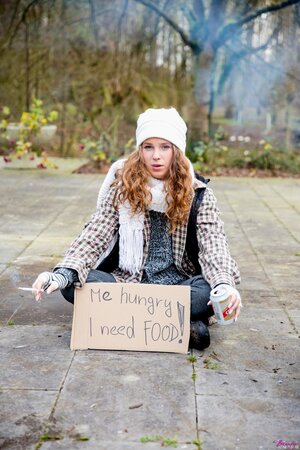 Redheaded girl will fuck old creeps for food and it is great