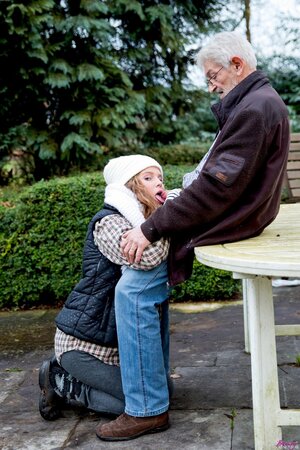 Redheaded girl will fuck old creeps for food and it is great