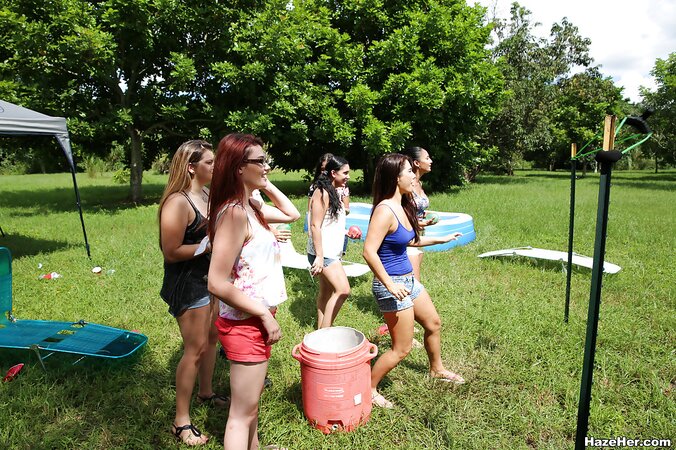 Lesbians with perfect natural tits enjoy the outdoor scenery naked