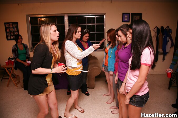 Gorgeous lesbians show off their asses while undressing at the party