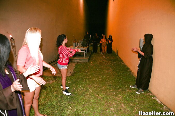 Tiny tits lesbians with sexy butts having fun outdoors