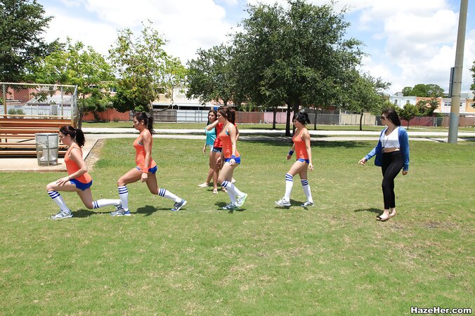 Pamela and other lesbians enjoy a hardcore outdoor orgy