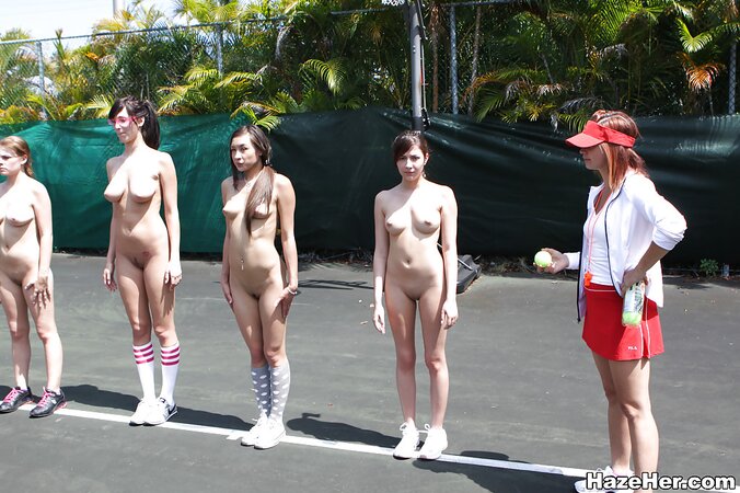 Holly Michaels and her friends enjoy outdoor fun on the tennis court
