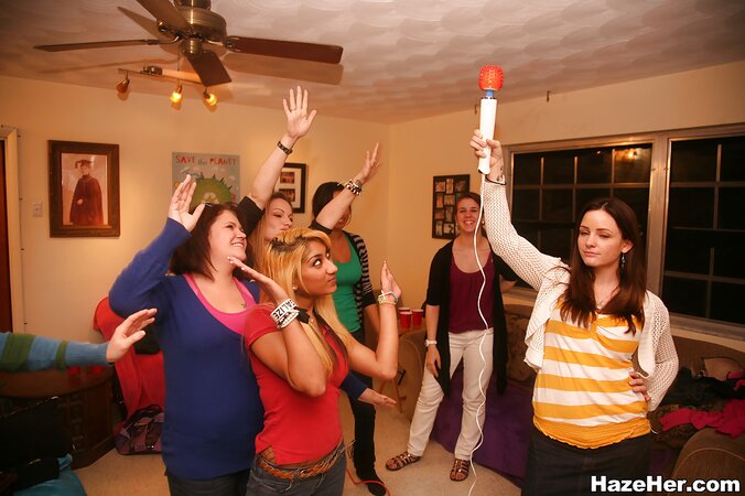 Lesbian orgy party features toy action