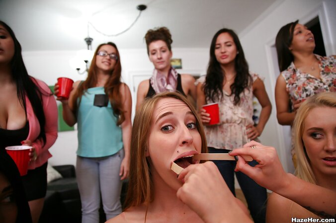 Seductive coed has a passionate threesome with big ass lesbians