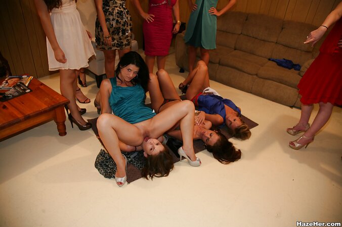 Lesbians in lingerie enjoy licking shaved slits