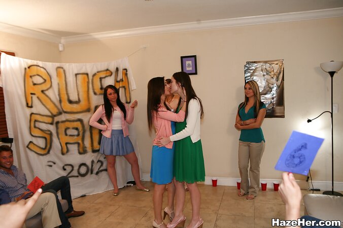 Reality lesbians have a fun party with kissing