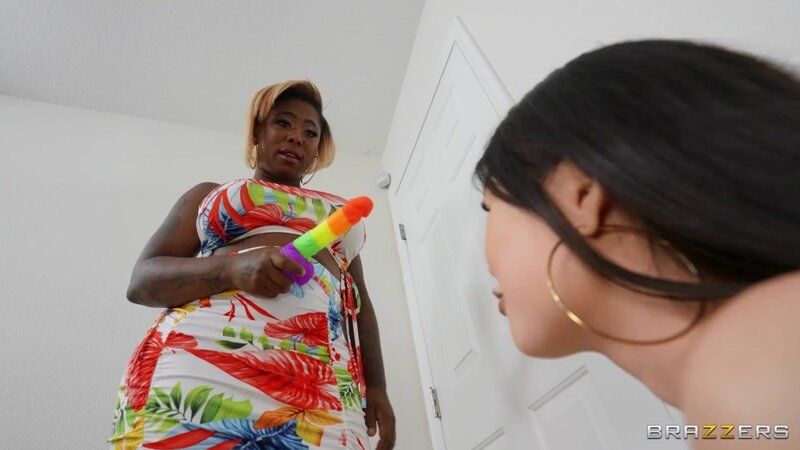 Gogo Fukme and Lulu Chu fuck each other with strap-ons