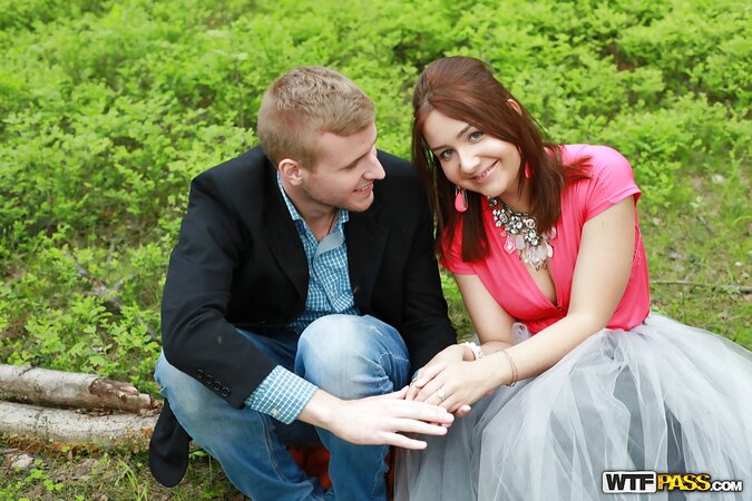 Mila Snow takes a cumshot in her mouth after an outdoor blowjob