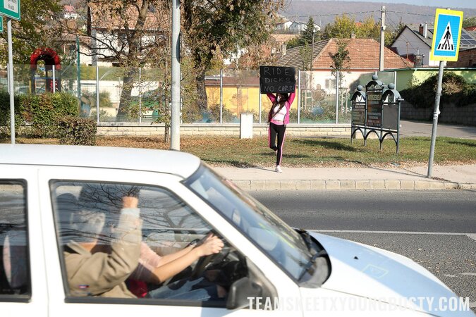 BBW teen Sherill Collins gets picked up and fucked by a stranger