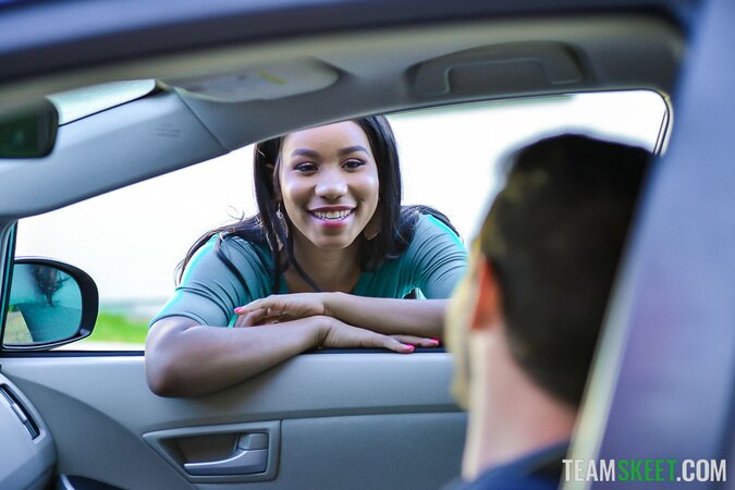 Ebony teen Jenna Foxx gets fucked by Jake Adams in interracial scene