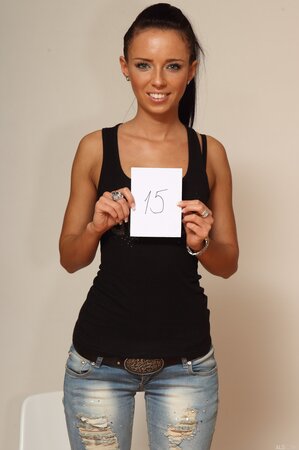 Gina Devine teases with her shaved pussy