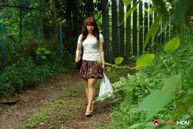 Asian babe Eri Makino gets fucked outdoors and plays with her big juggs