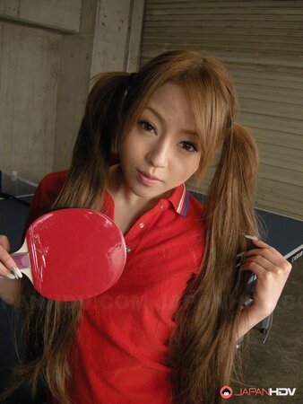 Japanese table tennis player Ria Sakurai enjoys a face fucking by her coach