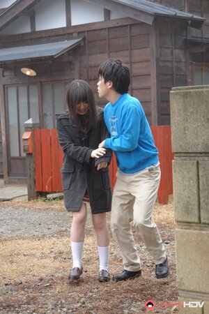 Japanese girl Mai Shimizu holds her hands out for his cum