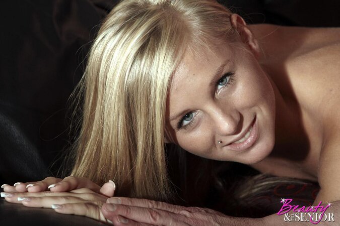 Sweet teen with a cute face having sex with an older gentleman