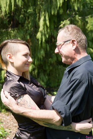 Christie Star gets fucked by an old man in the park