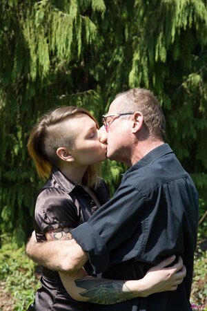 Christie Star gets fucked by an old man in the park