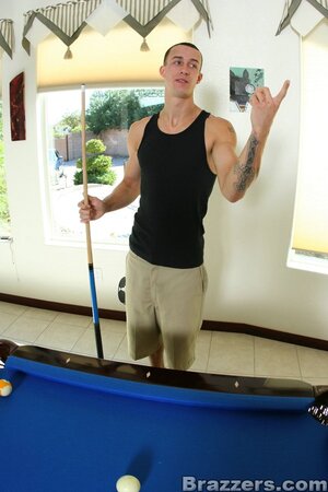 Hot mom Veronica Rayne sucks and fucks Chris Stokes's monster cock in the bathroom