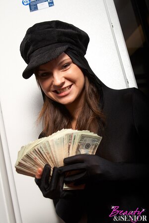 Abbie Cat enjoys getting fucked after being caught robbing