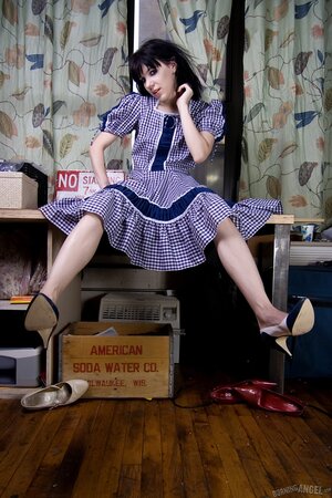 Sexy babe with a petite body takes her clothes off on camera