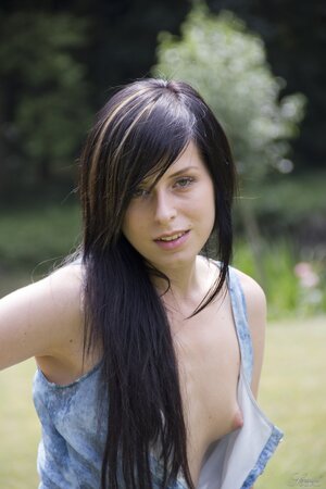 Daniella Rose enjoys her free time in the swing while stripping