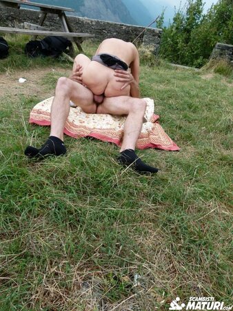 Big booty GILF going for a hike and hopping on a cock after