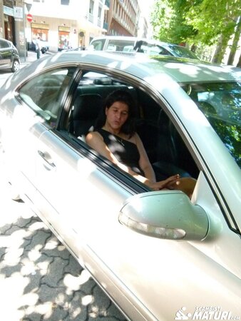 Gianna Michaels enjoys a car ride after getting a mouthful of cum with Sandra M