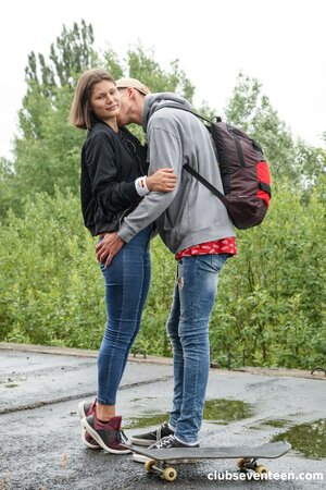 Grace Carson rides a cock in the middle of a road